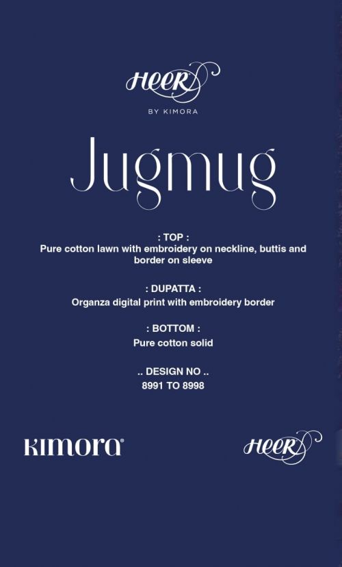 Heer Jugmug By Kimora Printed Suits Catalog